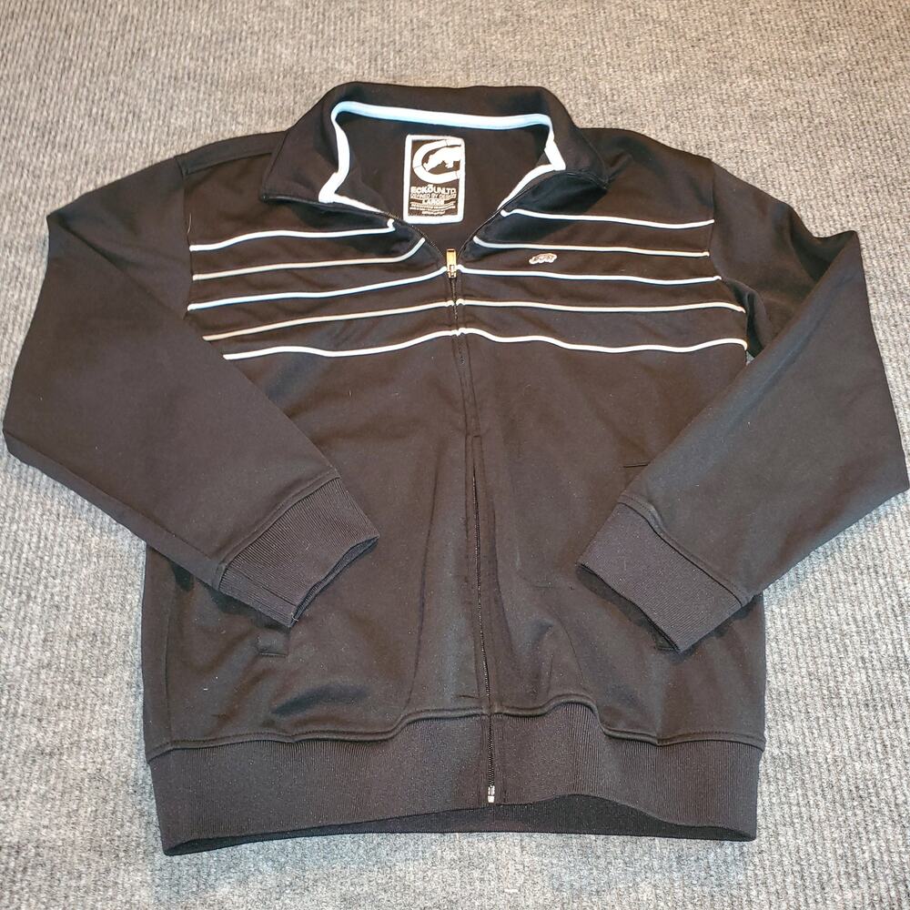 Ecko Unltd Black Full Zip Track Jacket Mens Large Y2K Streetwear